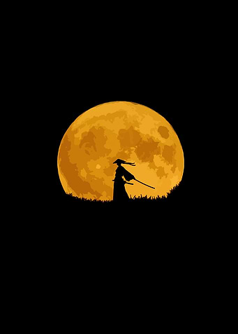 Samurai Silhouette Moon