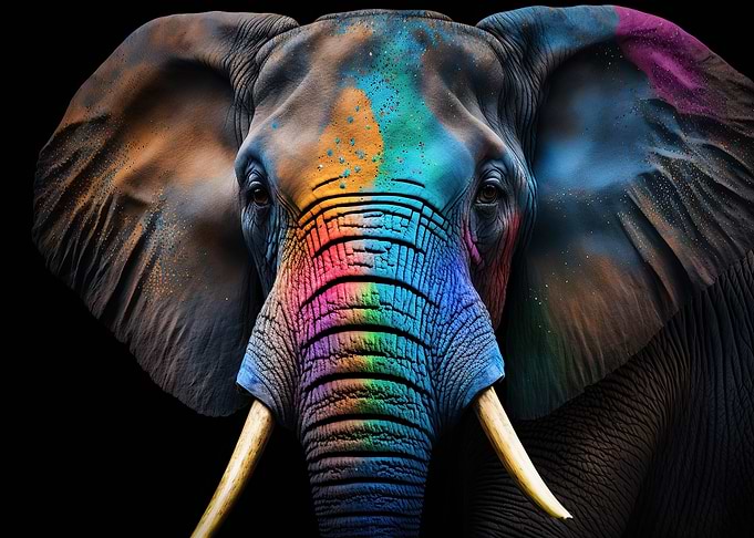 Rainbow Elephant Portrait