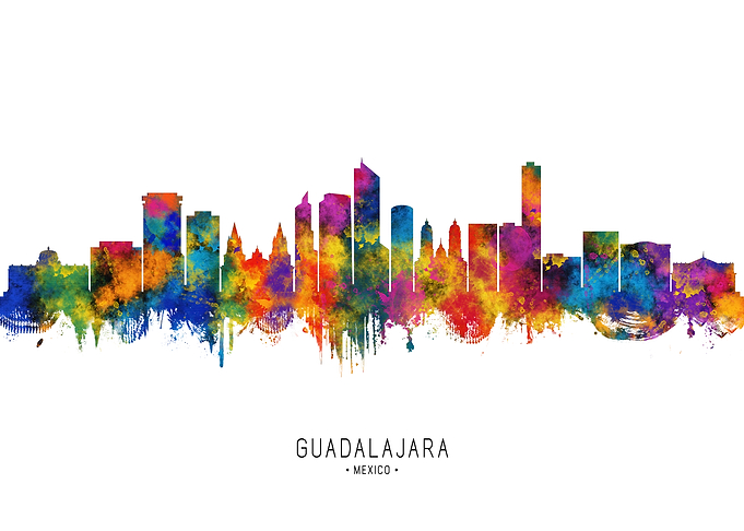 Guadalajara Skyline Watercolor