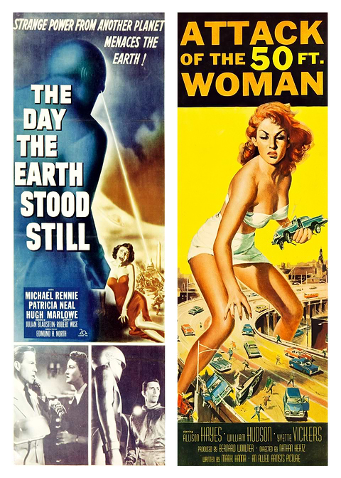 Twin Sci-Fi Movie Posters — vintage film art printed on metal