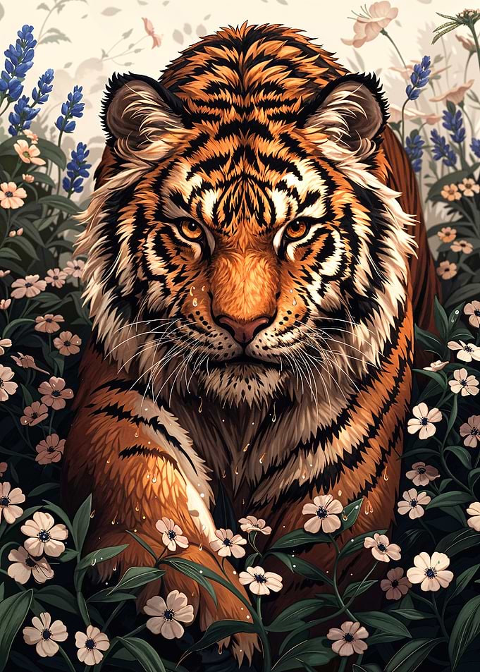 Tiger in Flowers