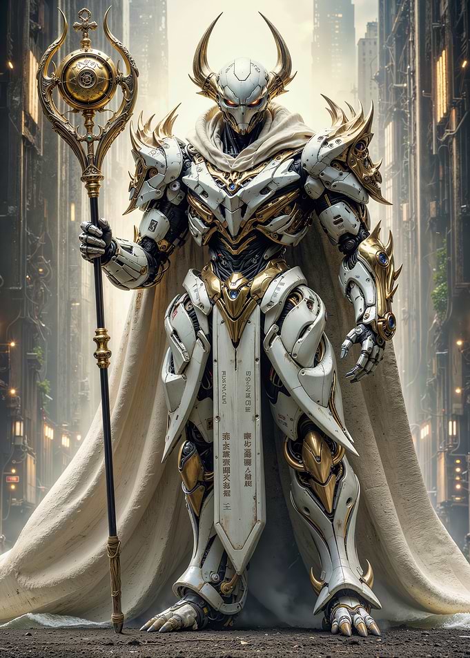 White and Gold Armored Figure