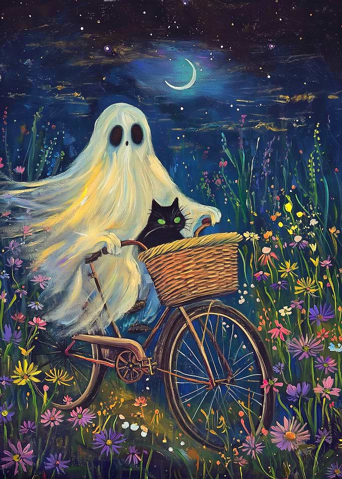 Ghost and Cat on Bike