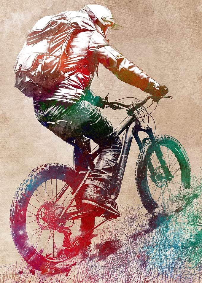 Mountain Biker Watercolor