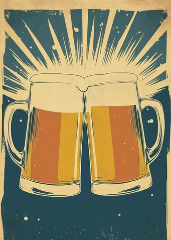 Cheers! Retro Beer Poster