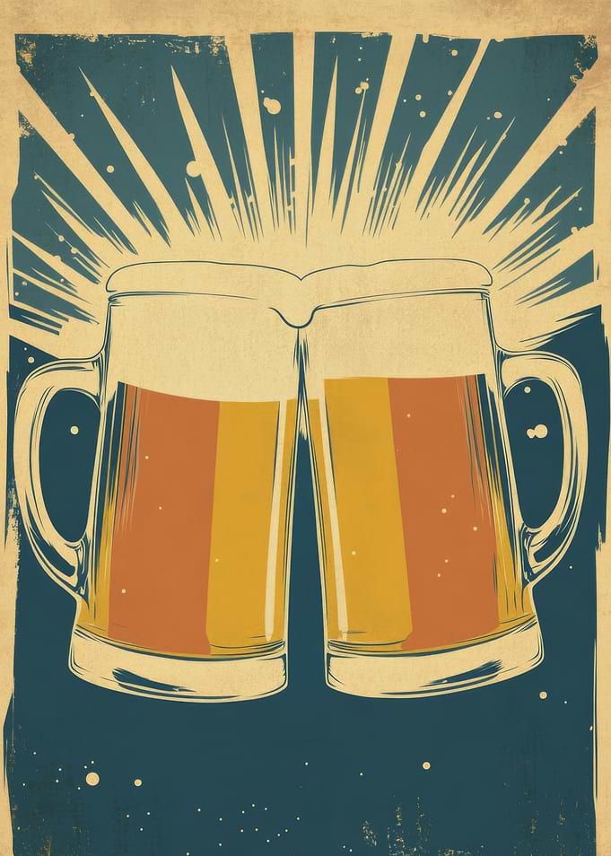 Cheers! Retro Beer Poster