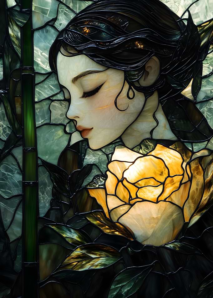 Flower Woman Stained Glass