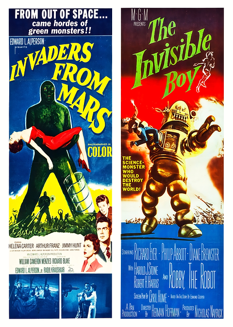 Martian Menace vs Invisible Invaders — classic movie poster on metal