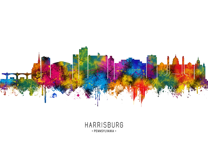 Harrisburg Skyline Watercolor