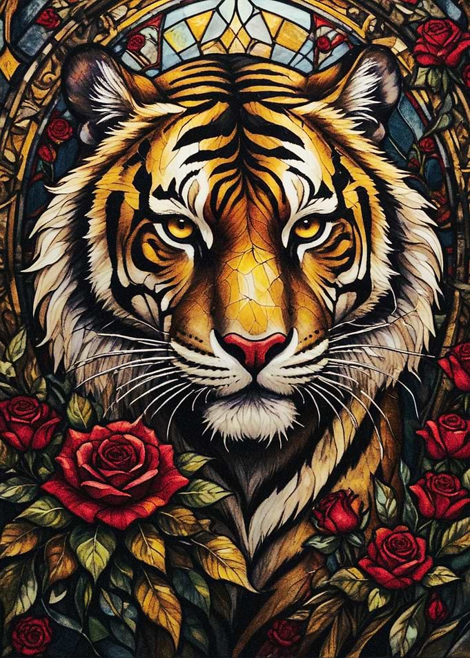 Tiger and Roses