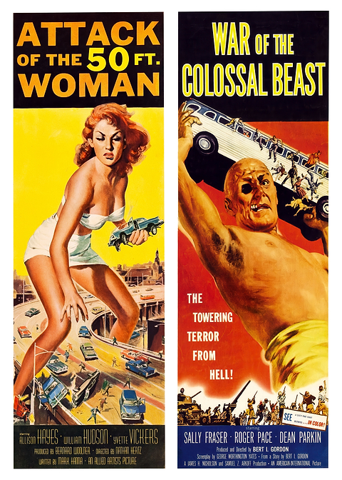 Colossal Chaos: A Twin Tribute to Sci-Fi Titans — classic movie poster on metal