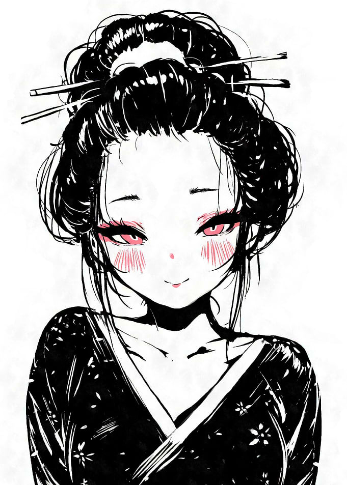 Anime Geisha Girl in Kimono