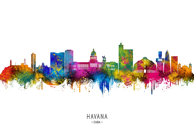 Havana Skyline Watercolor