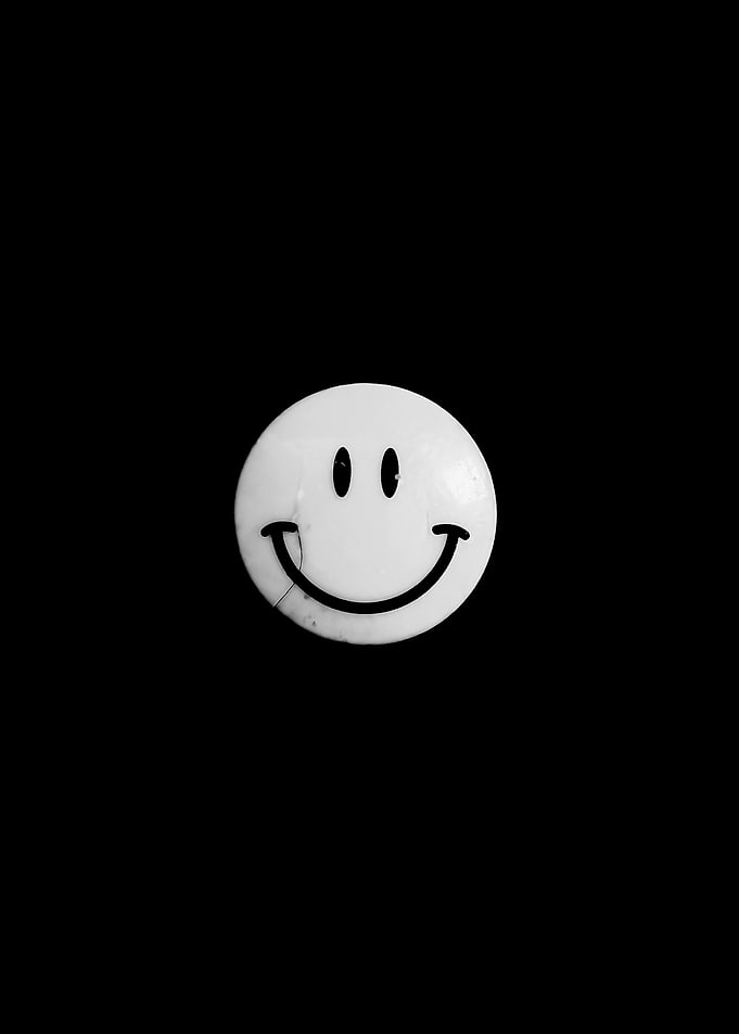 White Smiley Face Button