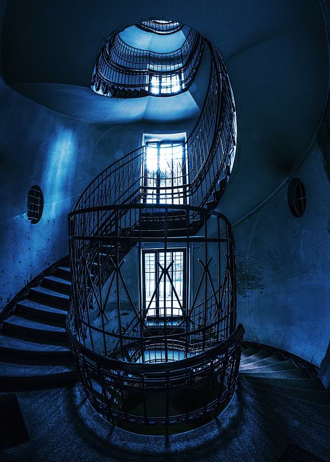Spiral Staircase in Blue Tones
