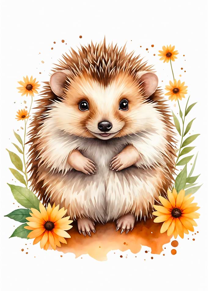 Cute Hedgehog Watercolor