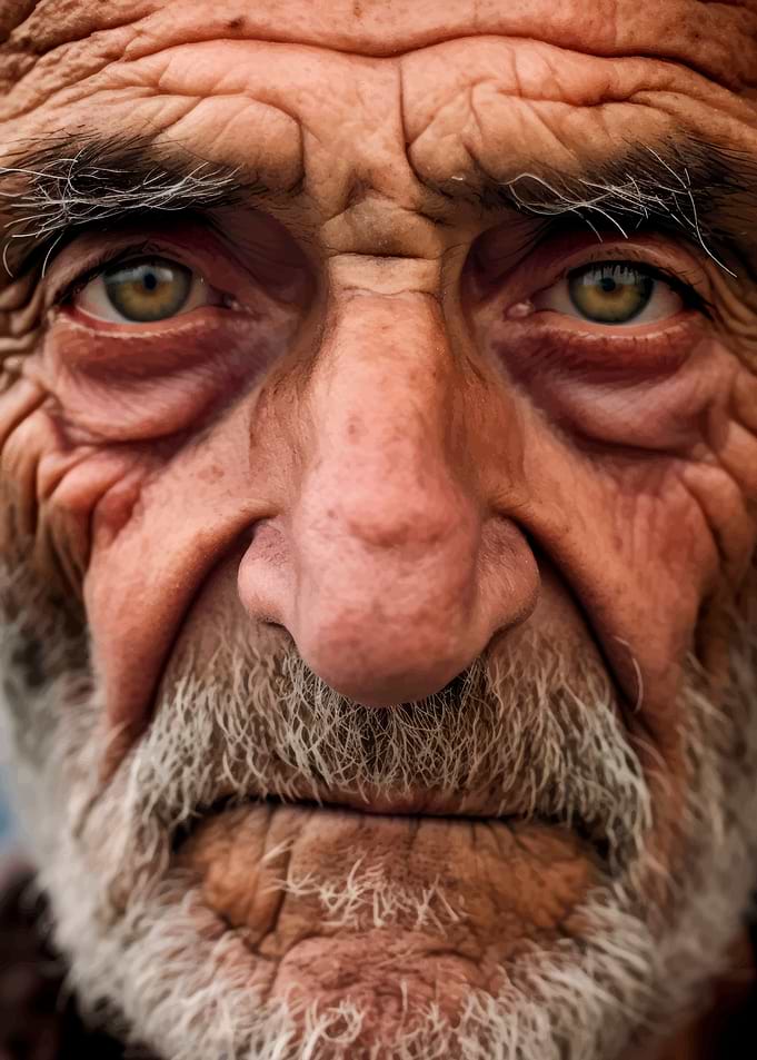 Close-up Portrait of Elderly Man