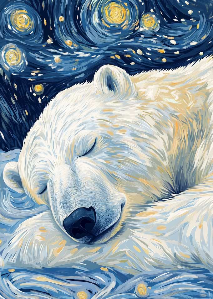 Polar Bear Starry Night