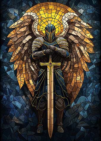 Stained Glass Angel Knight