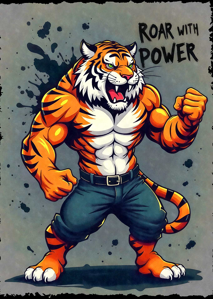 Muscular Tiger Roar