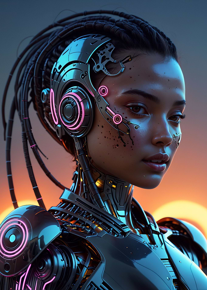 Cyberpunk Female Robot