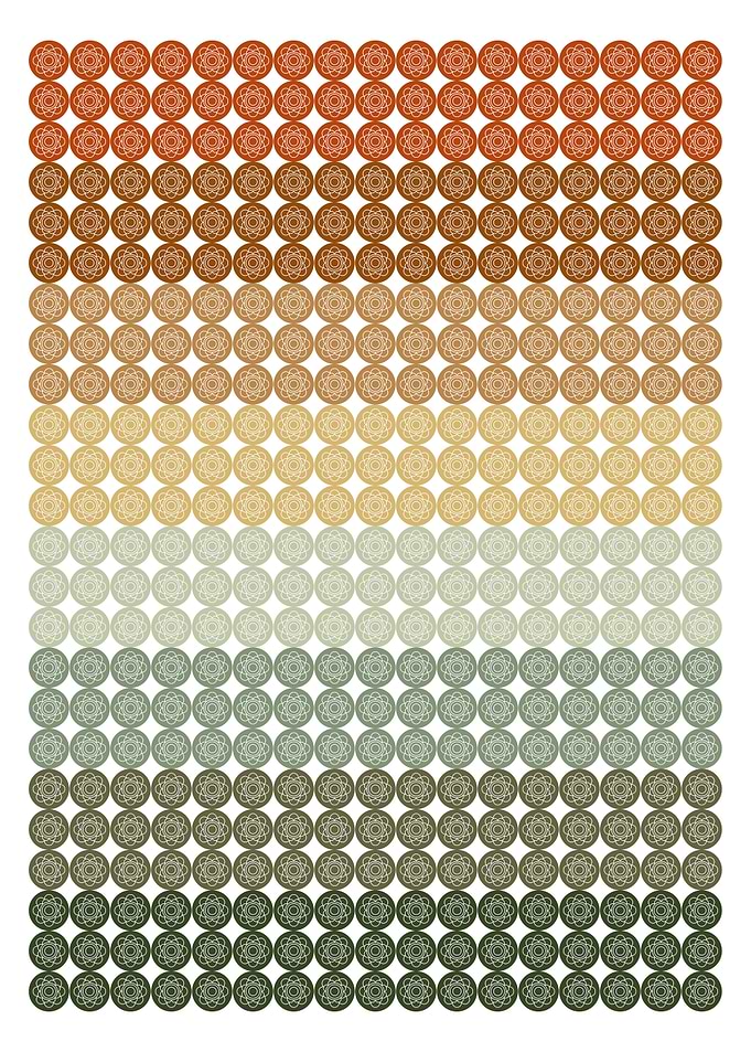 Flowers In Circles Pattern Color Gradient
