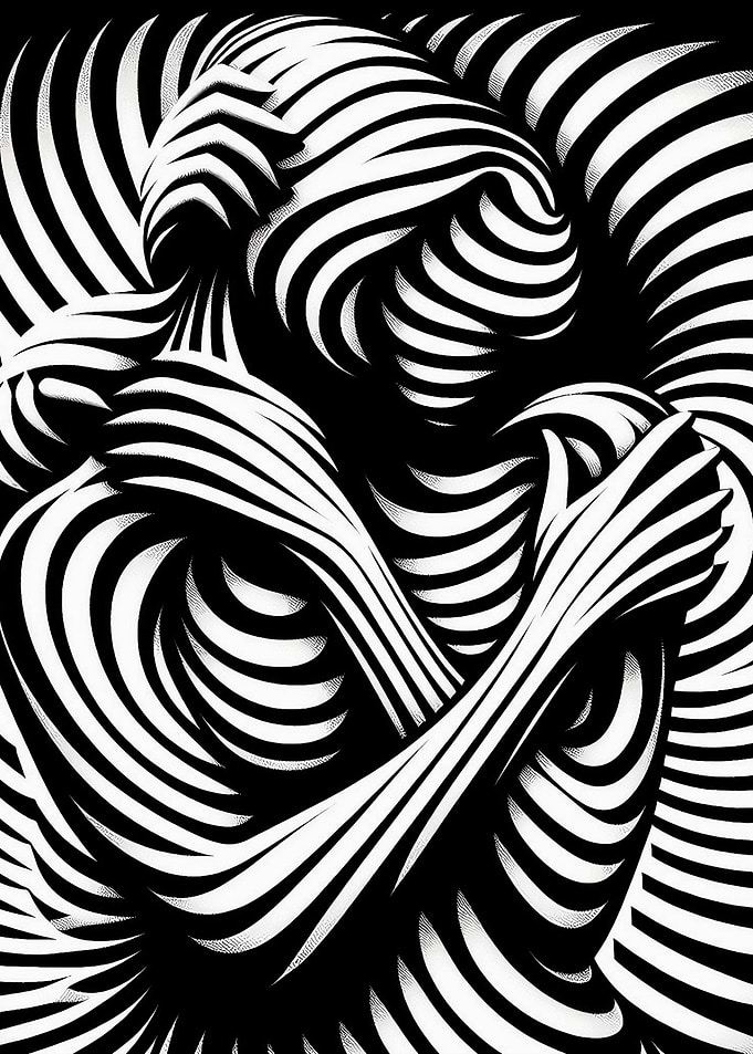 Abstract Black and White Figure
