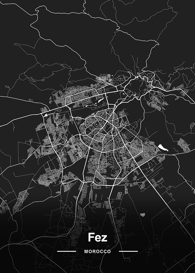 Fez City Map Dark