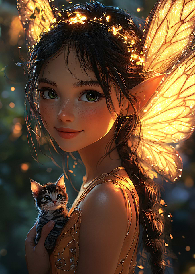 Thinker Bell with Kitten