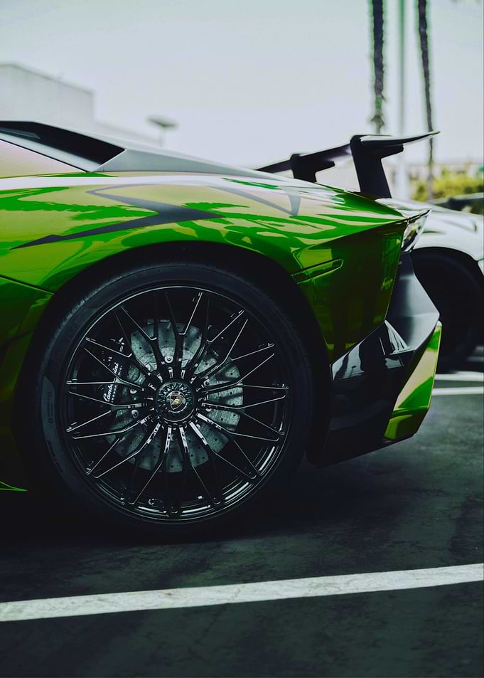 Green Lamborghini Rear Wheel