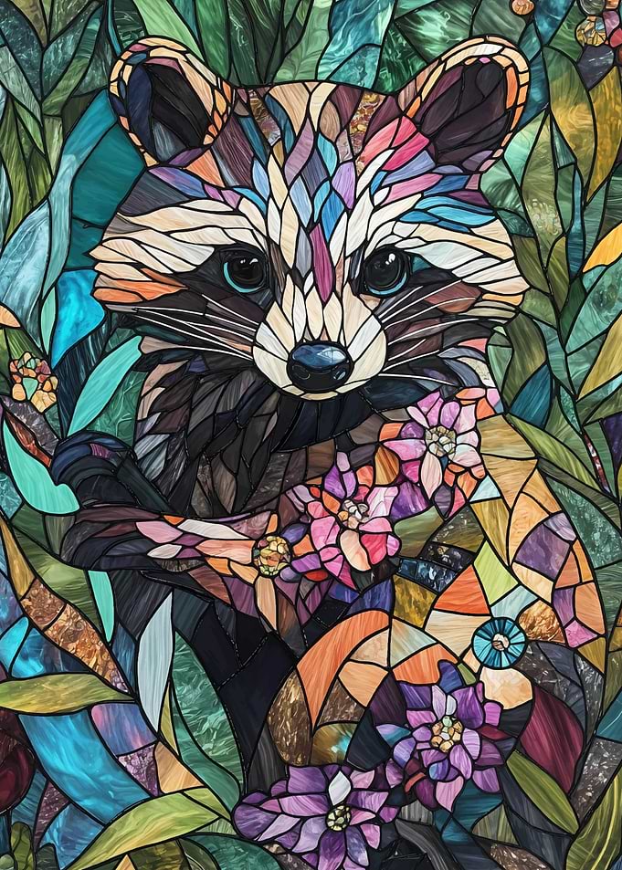 Stained Glass Raccoon