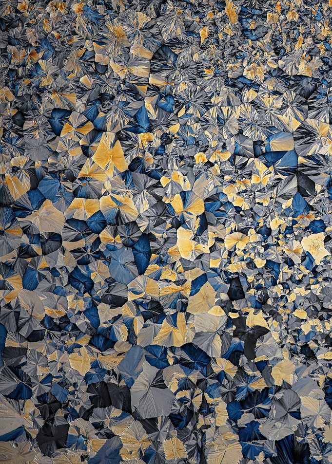 Abstract Crystal Pattern in blue and yellow