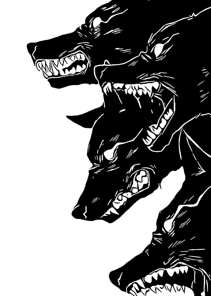 Three-Headed Wolf Illustration