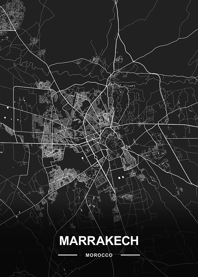 Marrakech City Map Dark
