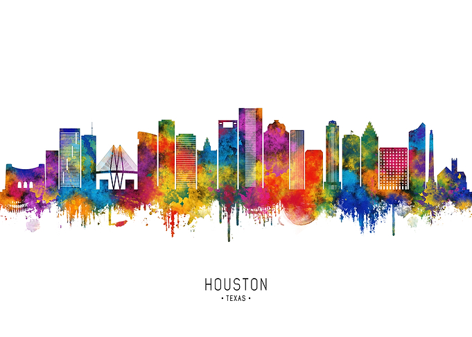 Houston Skyline Watercolor