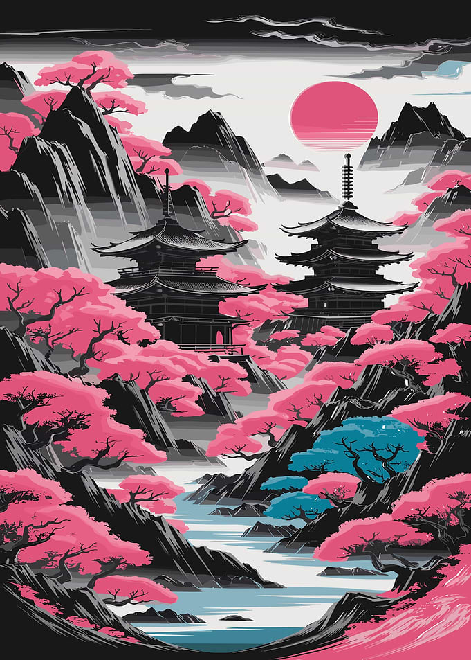 Japanese Pagoda Landscape