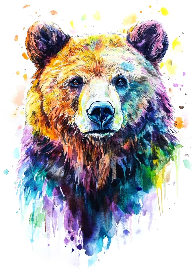 Colorful Bear Watercolor