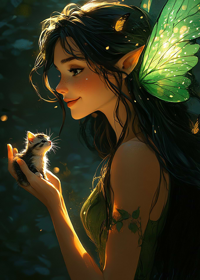 Thinker Bell and Kitten