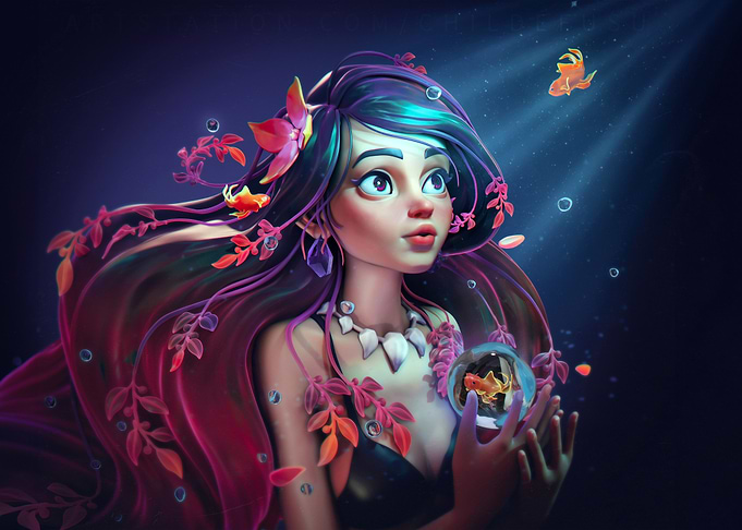 Mermaid with Goldfish