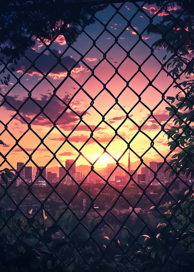 Sunset Cityscape Through F