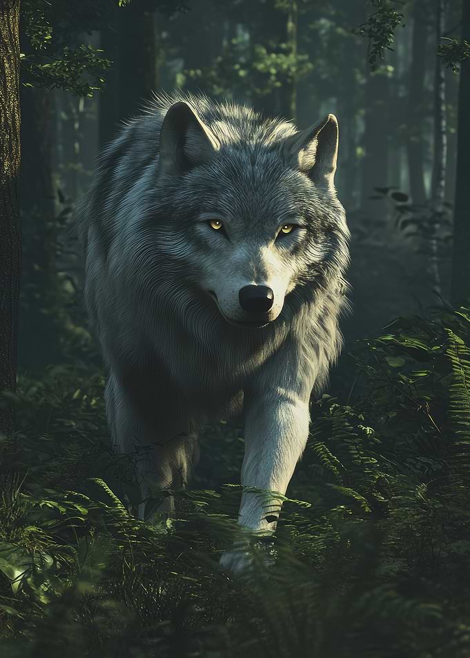 Grey Wolf In The Forest