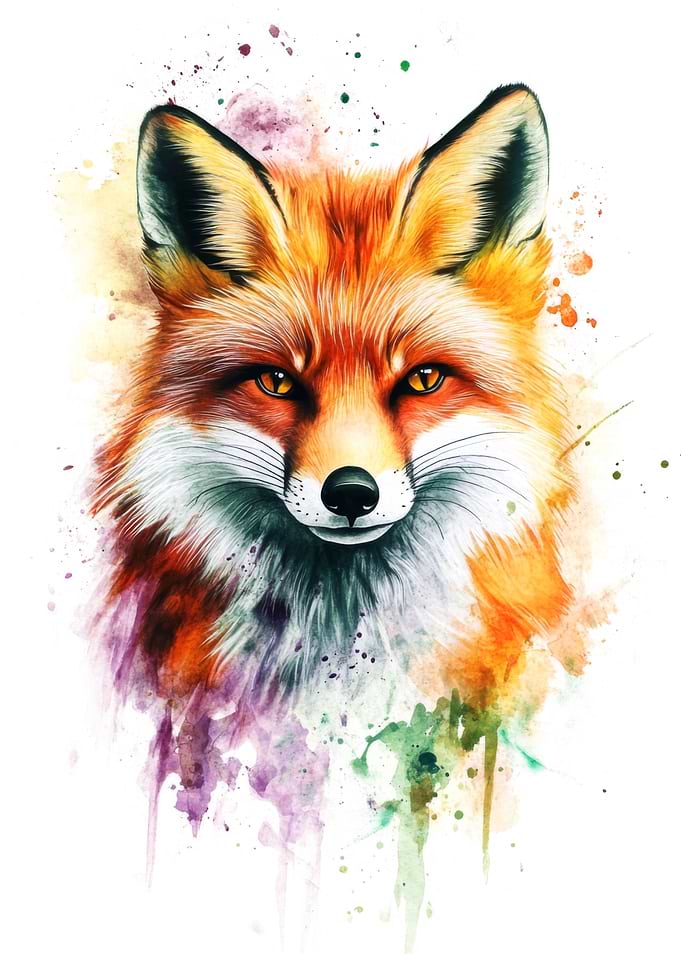 Fox Watercolor Portrait