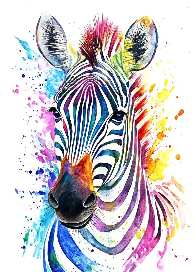 Rainbow Zebra Watercolor