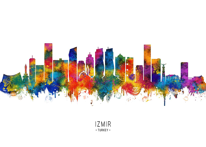 Izmir Skyline Watercolor