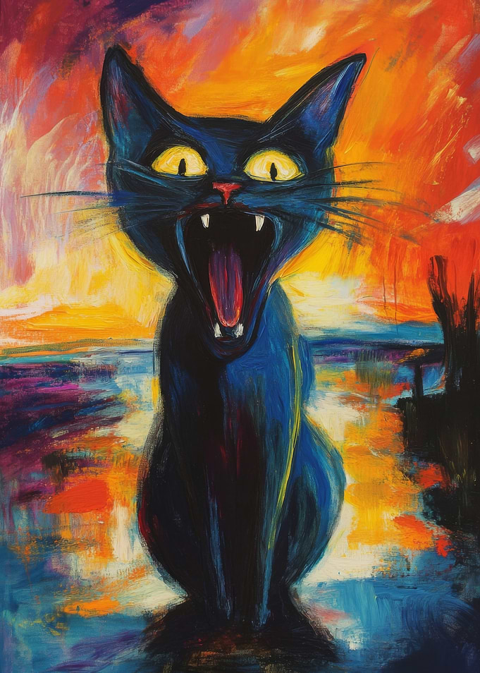 Screaming Cat Painting