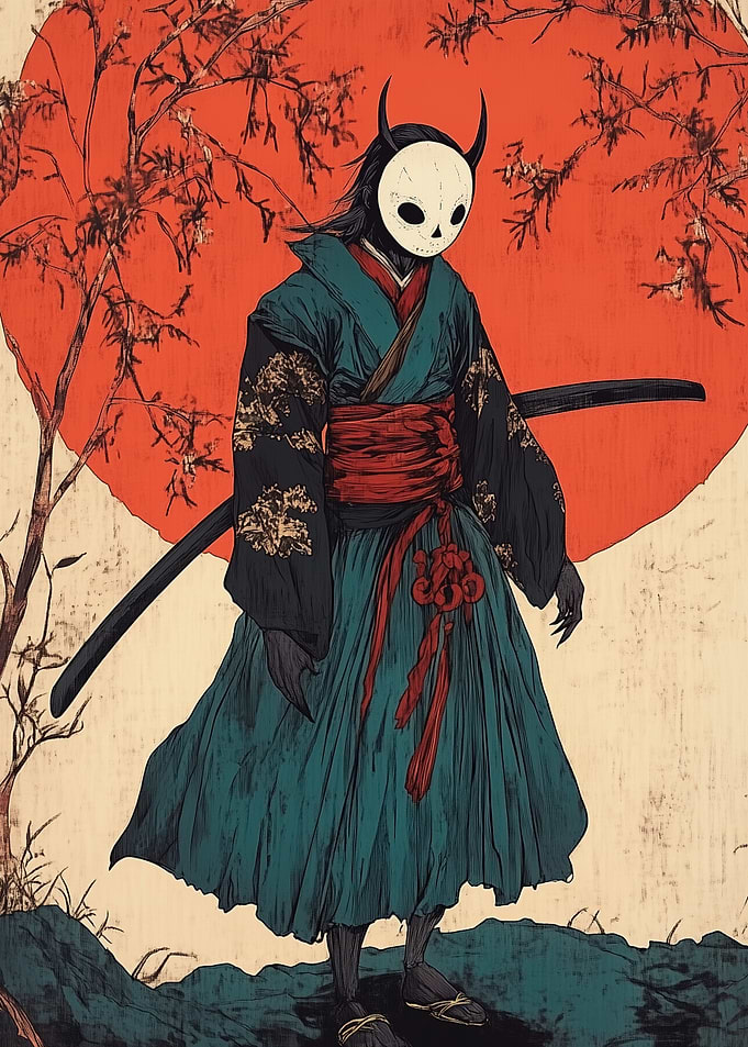 Samurai with Skull Mask