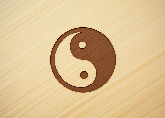 Yin yang tai chi wood burnt