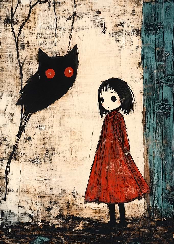 Girl and Black Owl