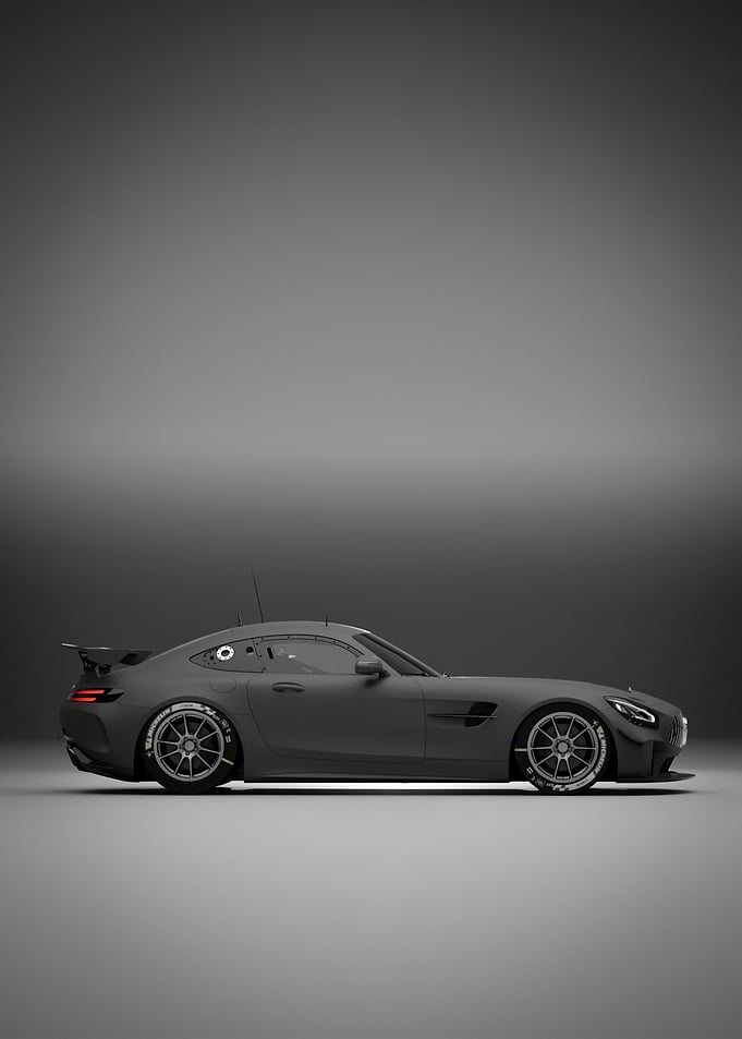 Black Mercedes Benz AMG GT4 2020 - Side View