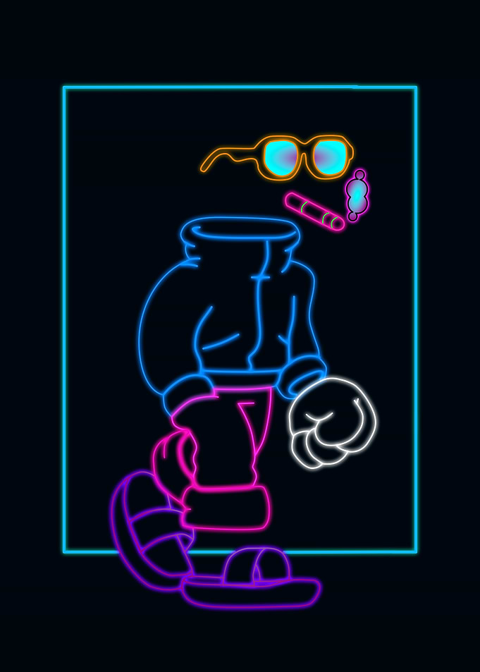 Neon Figure with Sunglasses
